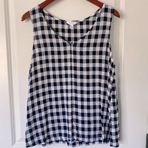 Navy Blue and White Checkered Tank Top